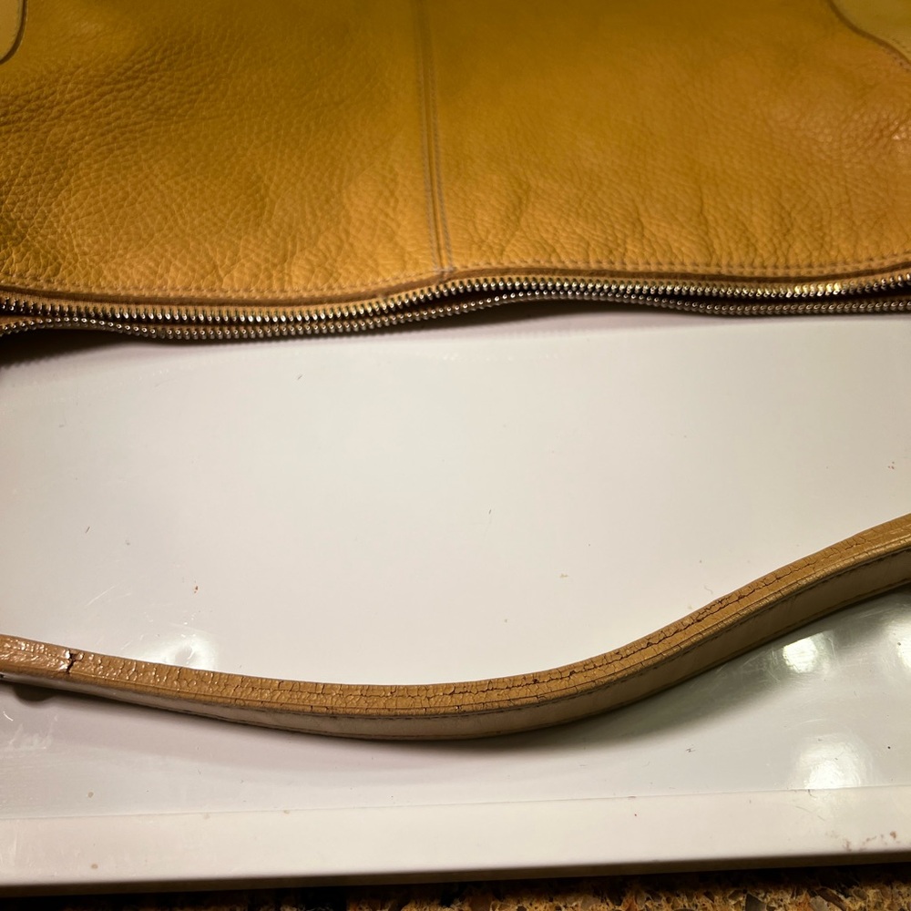 Furla Vintage Buttercup Pebbled Leather Shoulder Bag Hobo 16”x12” Preowned - Picture 9 of 16